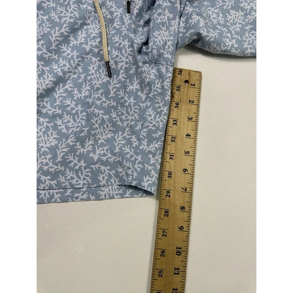 Fair Harbor Swim Trunks Mens 2XL Blue White Floral Performance Lined Shorts 7”